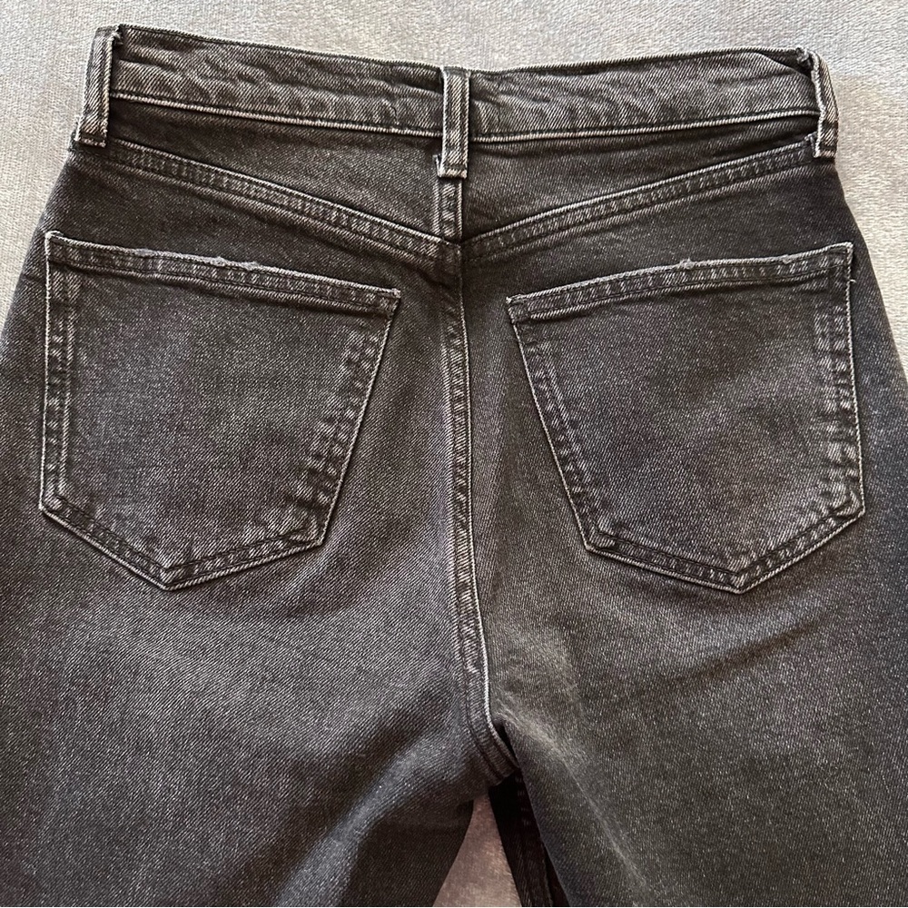 Zara Black Button Fly Raw Hem Straight Leg Jeans Size 2 - Picture 10 of 12